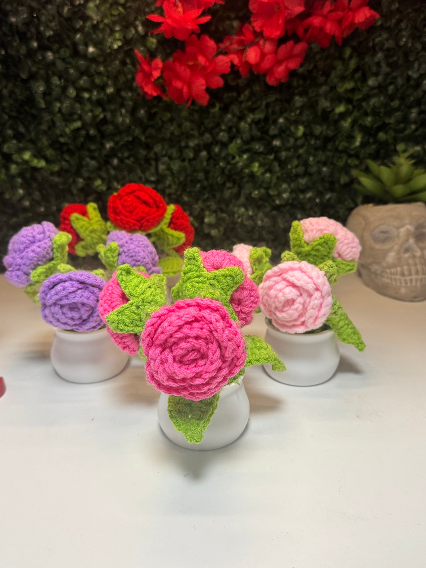 Crochet desk flowers