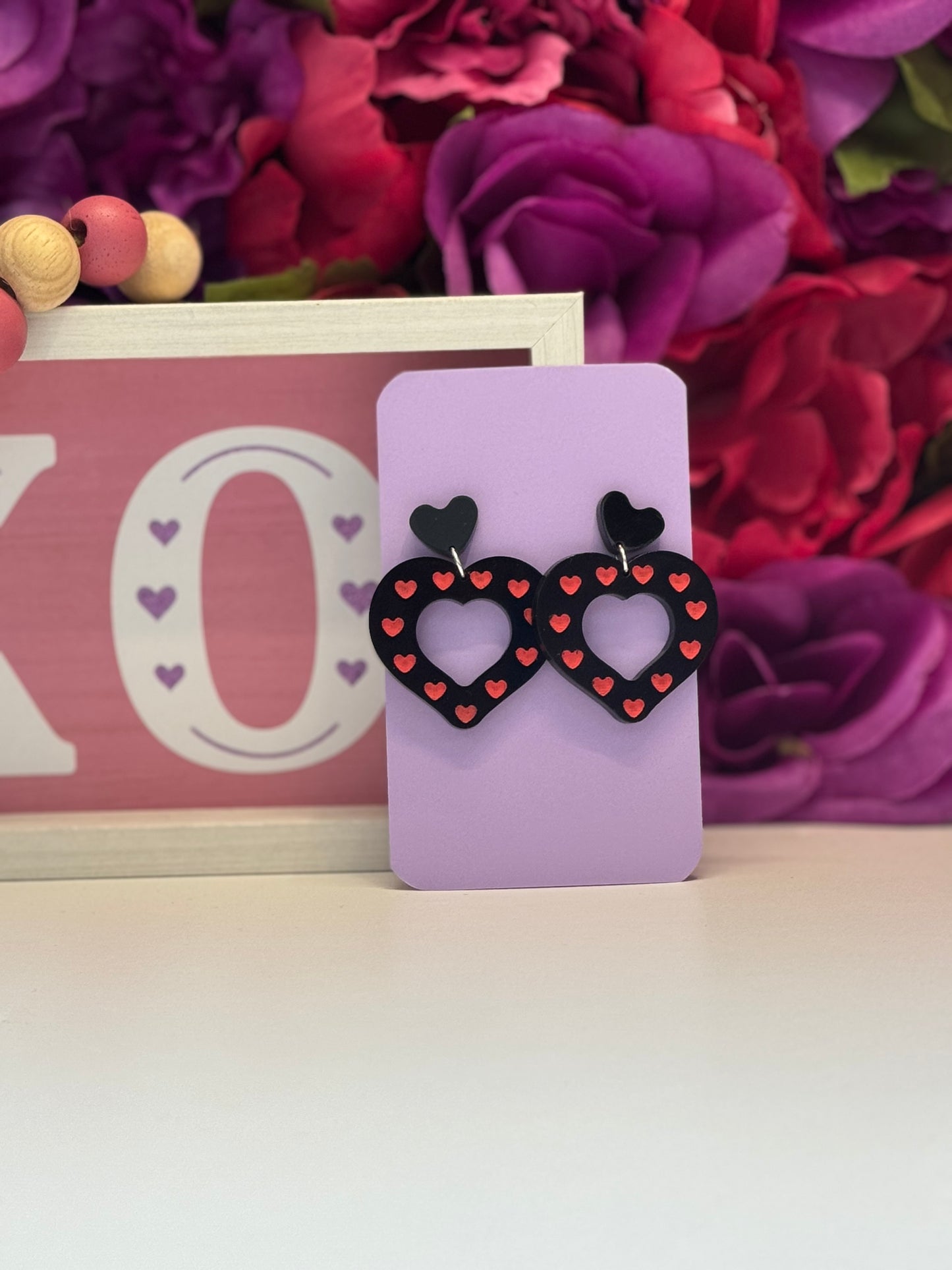 Polka heart studs