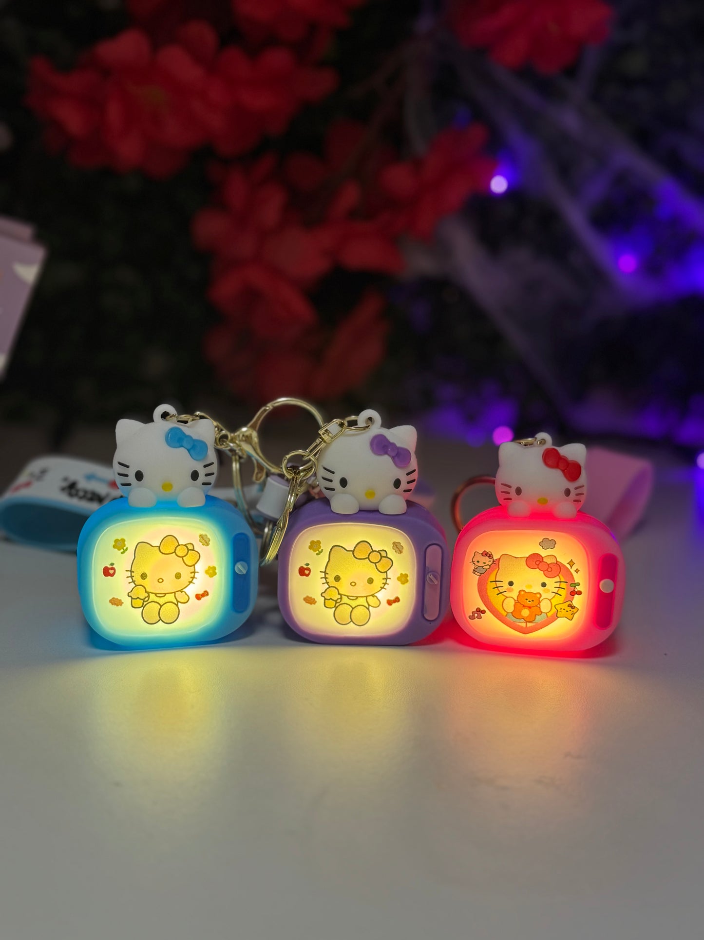 LED kitty keychain