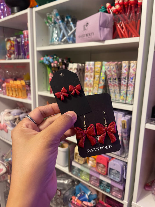 Glittery bow earrings