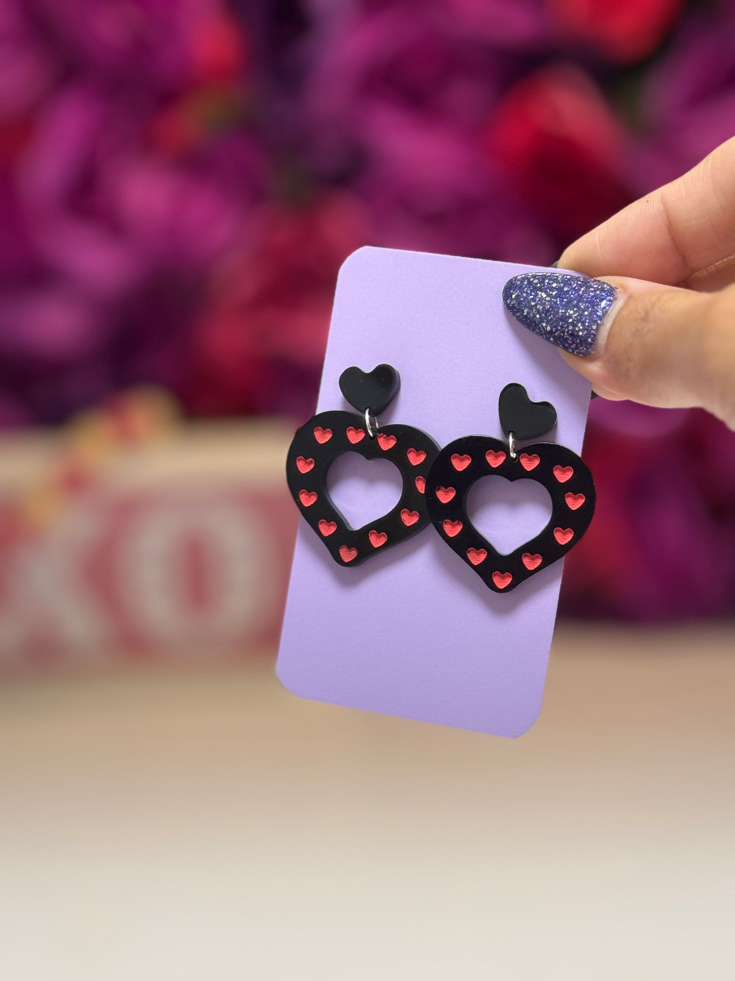 Polka heart studs