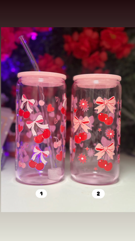 Cherry glass cup