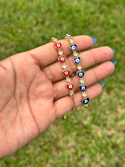 Evil eye heart bracelet