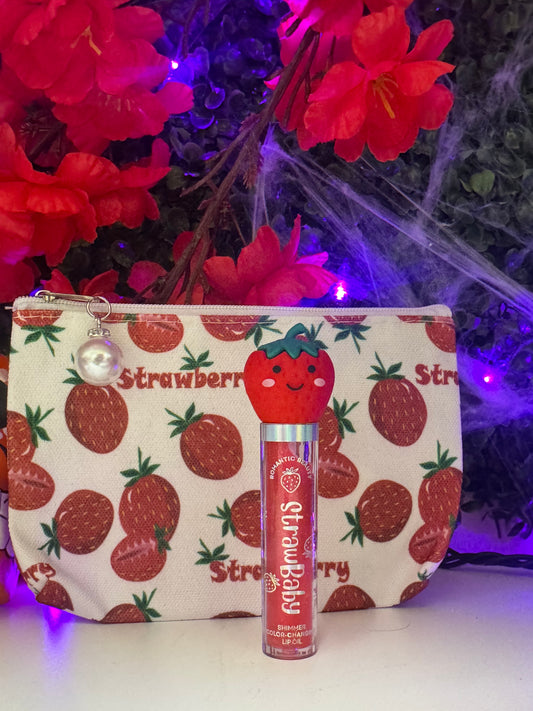Strawberry gloss & zipper bag
