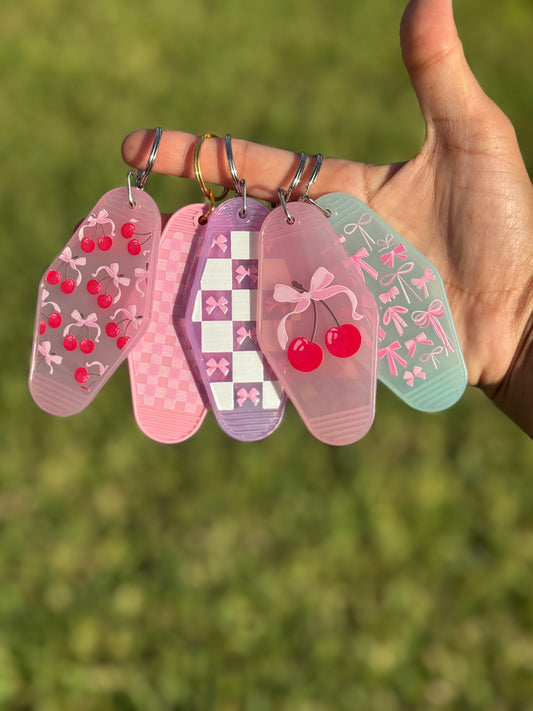 Cherry bow keychain